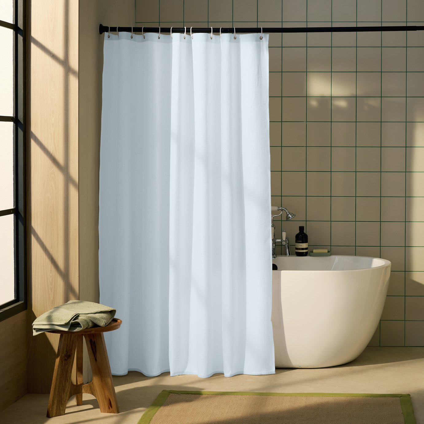 Argos Home Waffle Shower Curtain - White