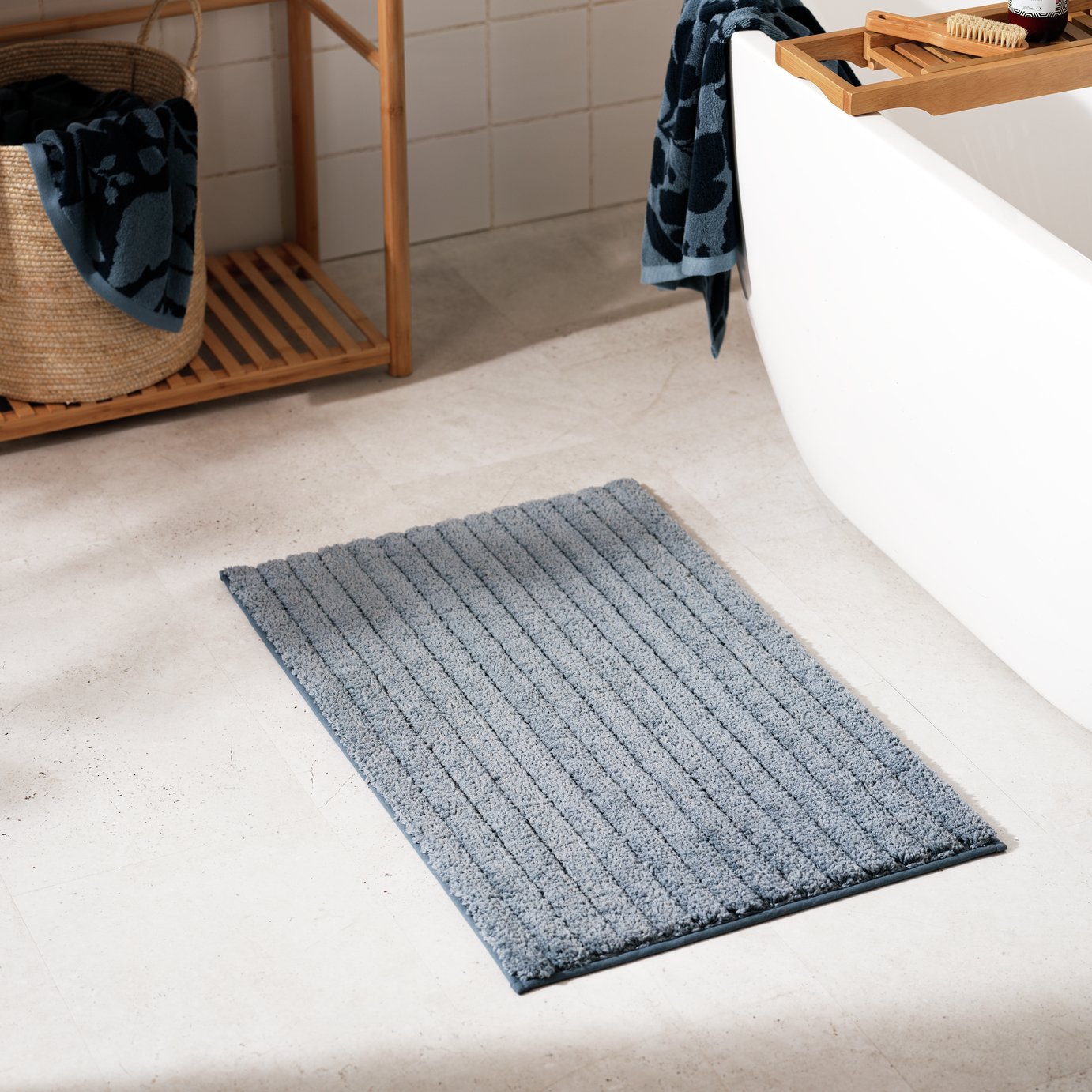 Habitat Quick Dry Bath Mat - Rustic Blue