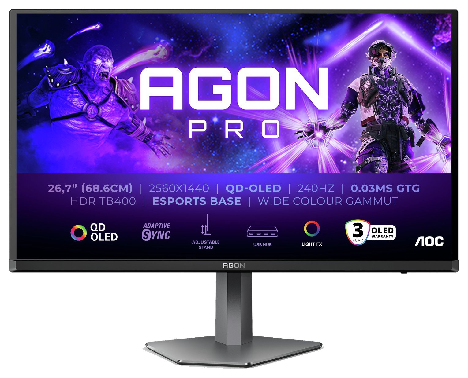 AOC AGON Pro AG276QZD2 26.7 Inch 240Hz QHD Gaming Monitor