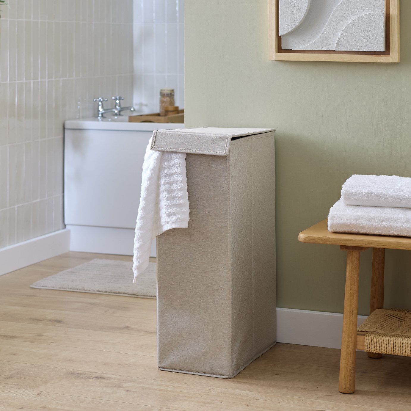 Argos Home 45L Slimline Laundry Hamper - Cream