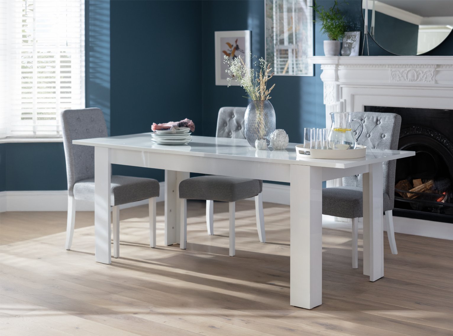 Argos Home Miami Gloss Extending 8 Seater Dining Table-White