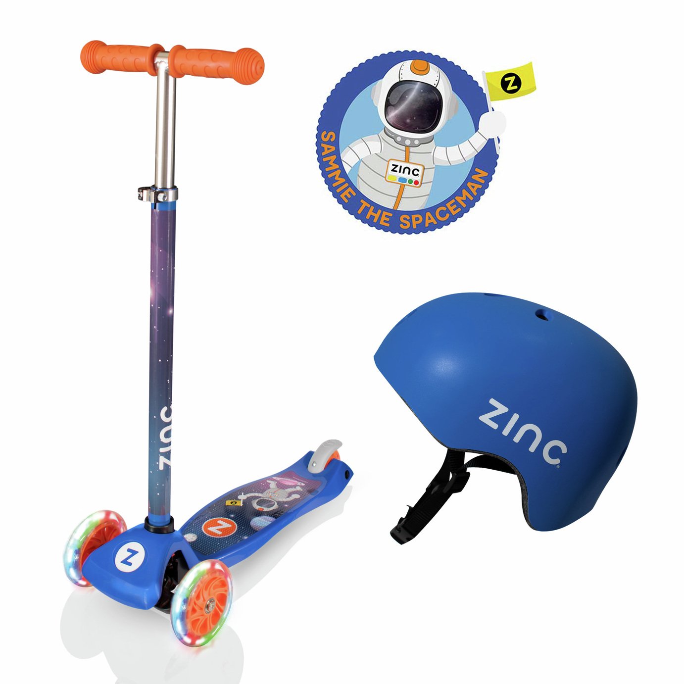 Zinc Combo: 3 Wheel Scooter & Helmet