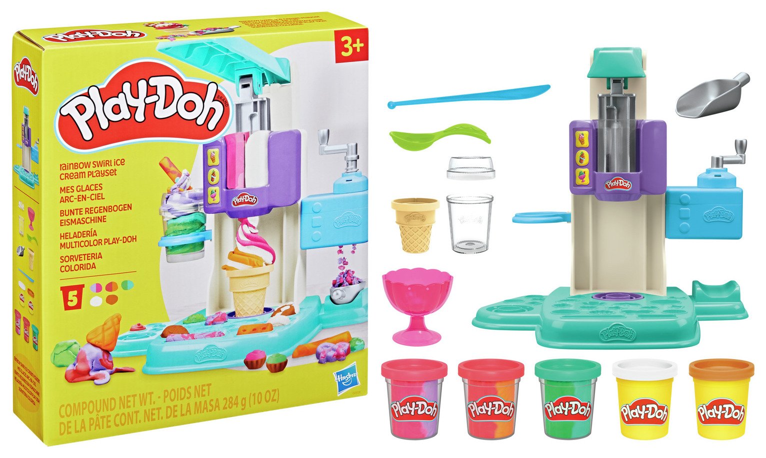 Play-Doh Rainbow Ice Cream Playset with 5 Tubs