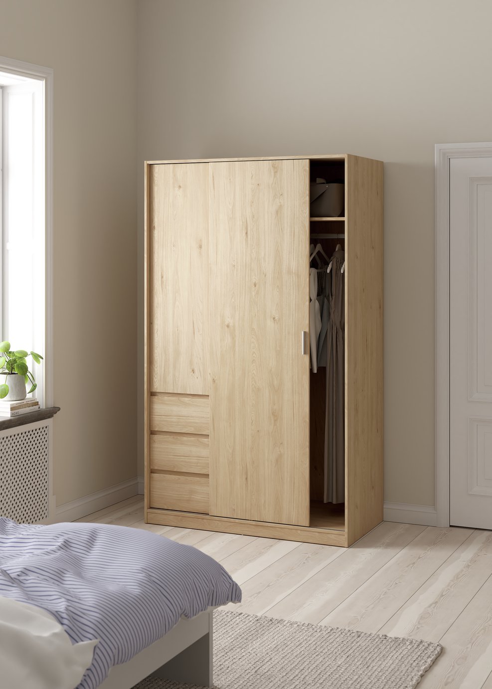 Tvilum Naia 2 Door 3 Drawer Wardrobe - Oak
