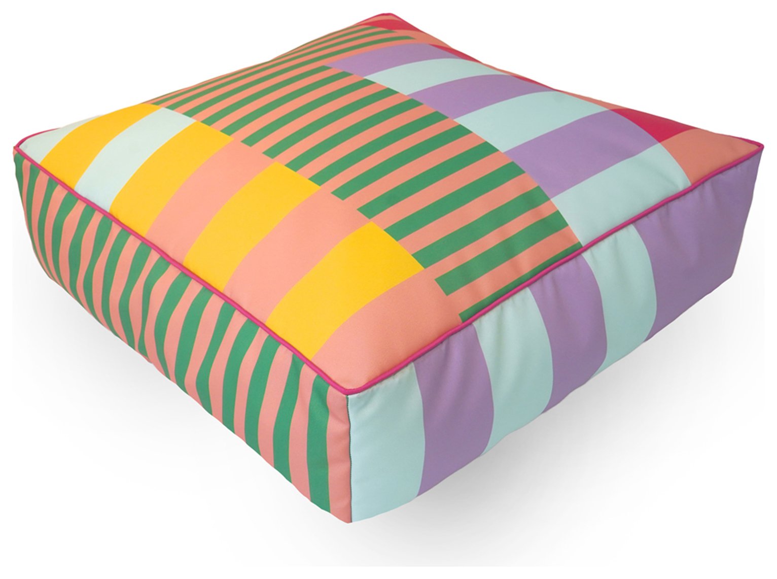 rucomfy Indoor Outdoor Square Floor Cushion - Block Print