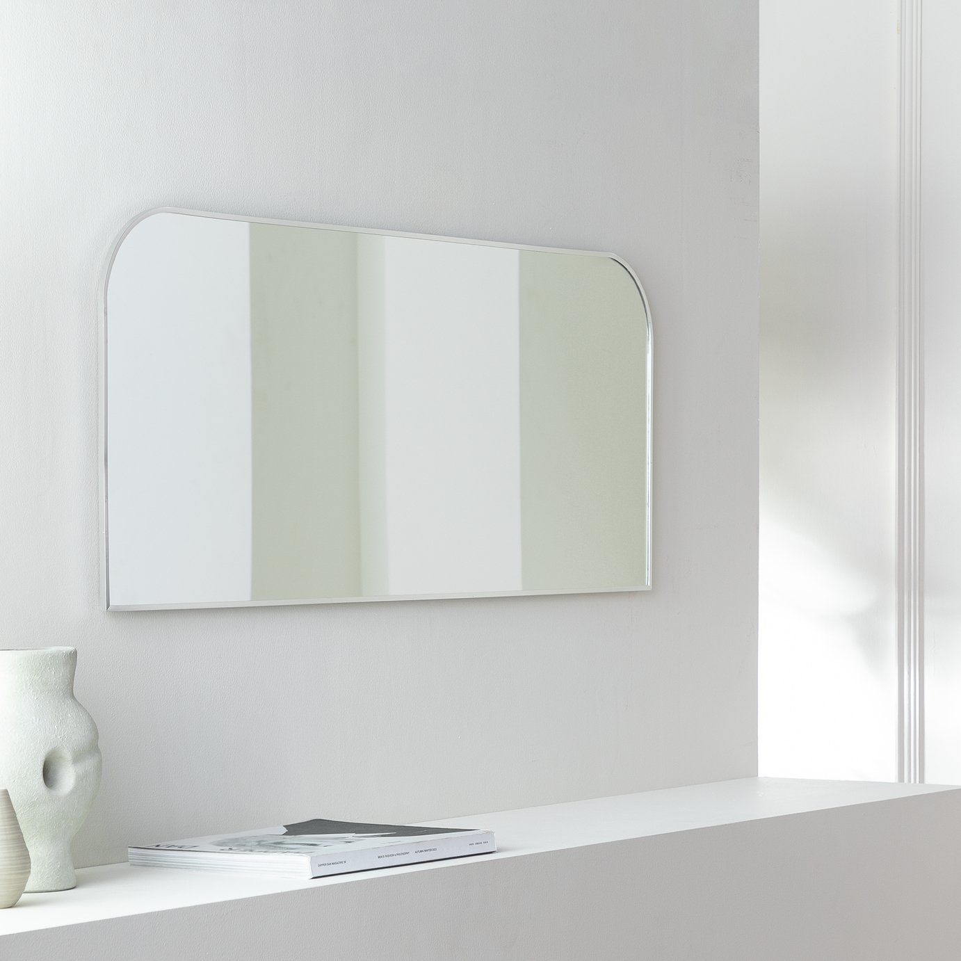 Habitat Silver Round Edge Rectangular Wall Mirror - 40x100cm