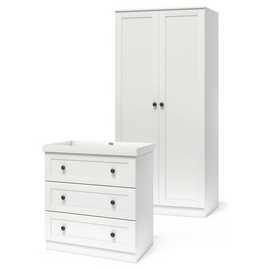 Silver Cross Bromley 2 Piece 2 Door Wardrobe Set - White