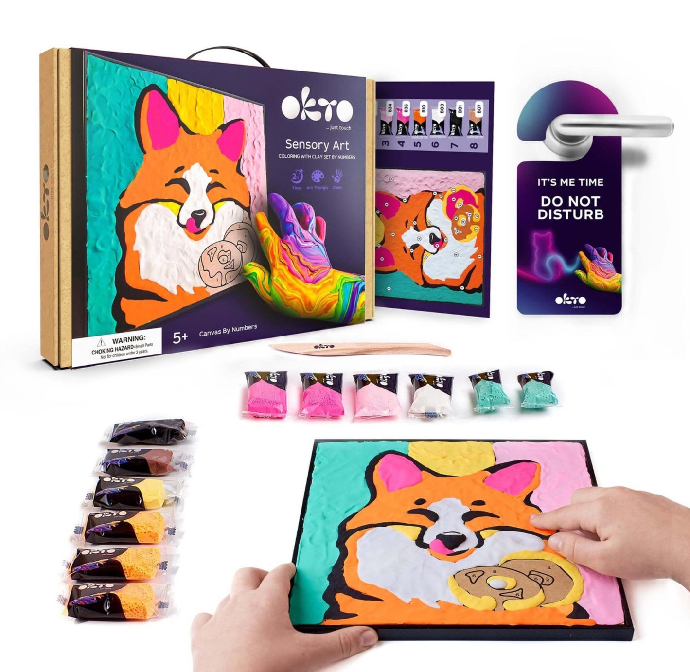 Okto Sensory Air Clay Painting by Numbers Fox Kit
