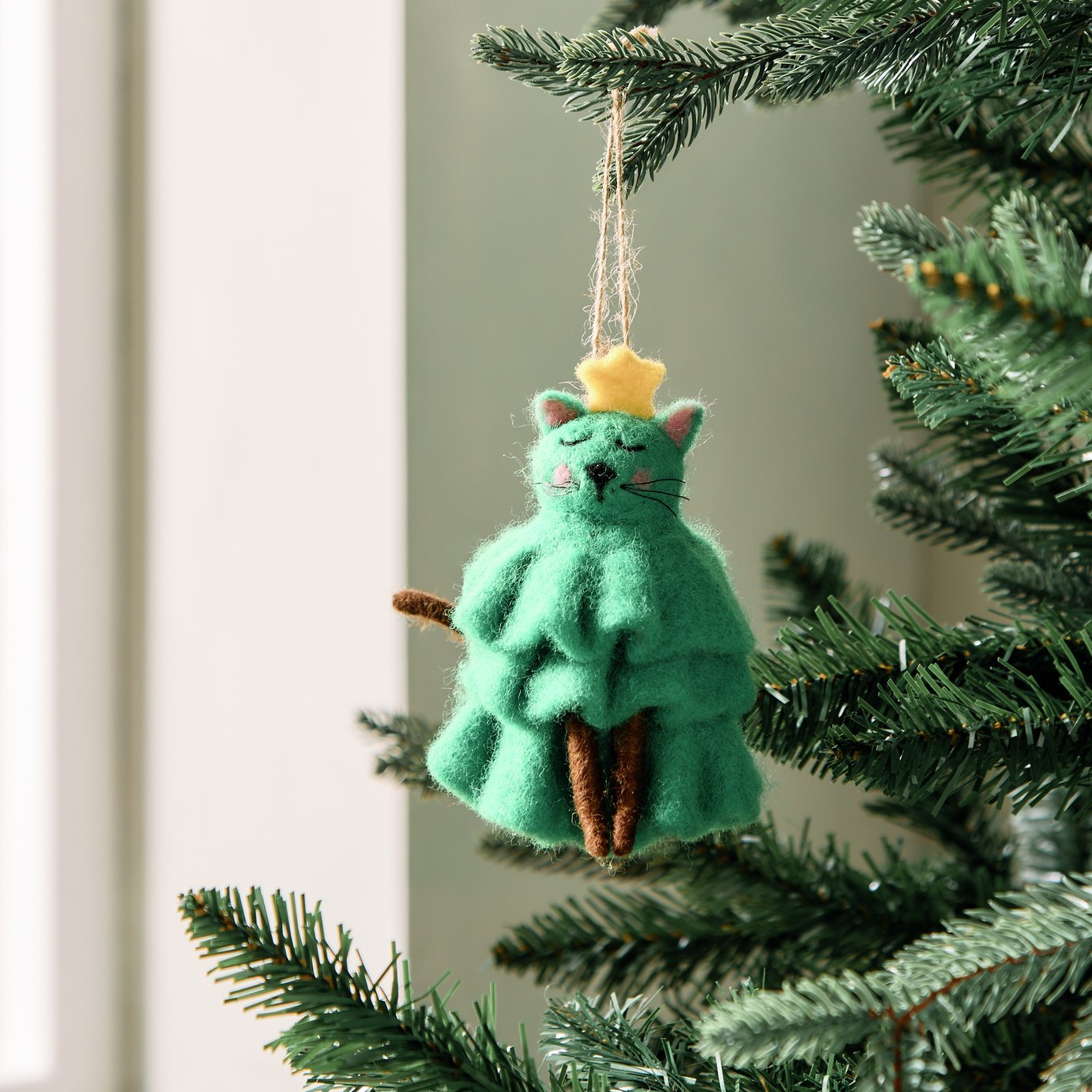Habitat Single Felt Cat Christmas Tree Decoration