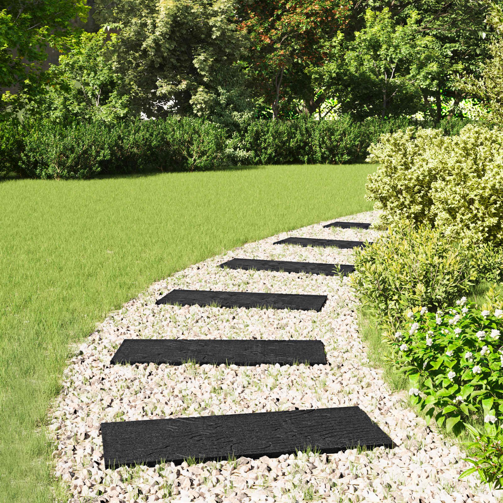 Walplus Pack of 6 Stepping Stone Rubber - Black - 60.5 x 25 x 2 cm