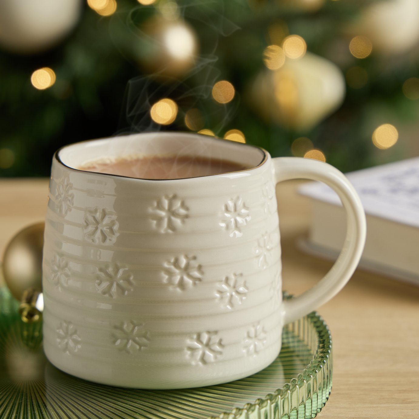 Argos Home Snowflake Mug - Beige