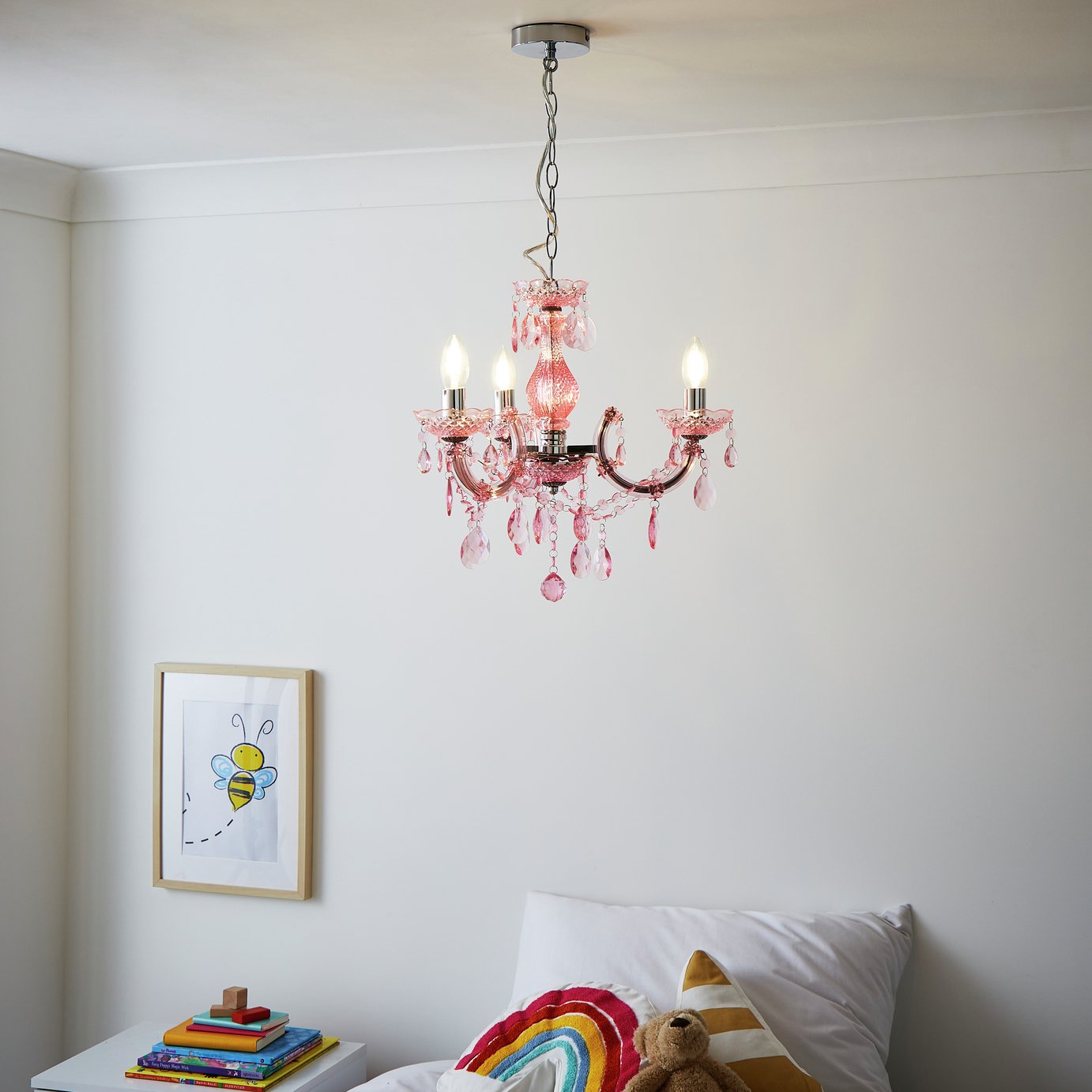 Glow Marie Therese Kids 3 Light Chandelier - Pink