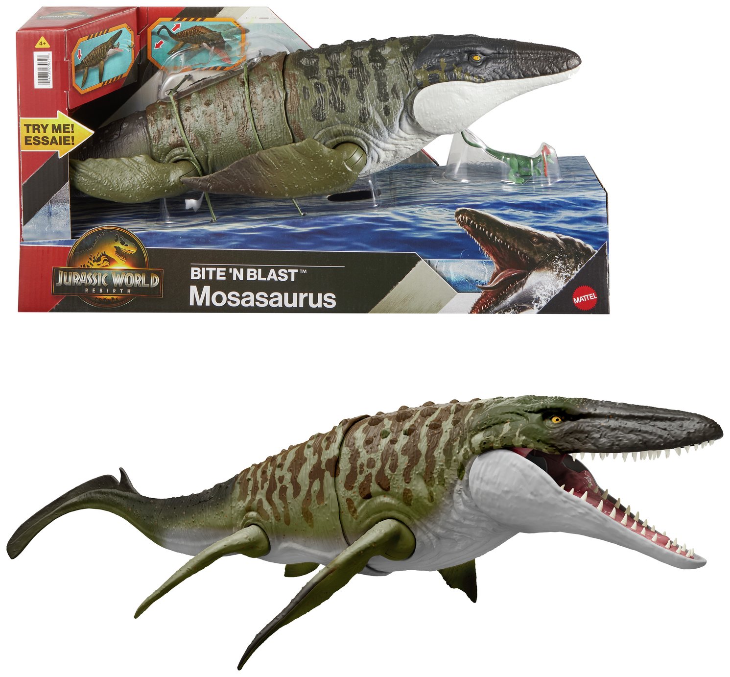 Jurassic World Bite N Blast Mosasaurus  & Mini Dinosaur Toy