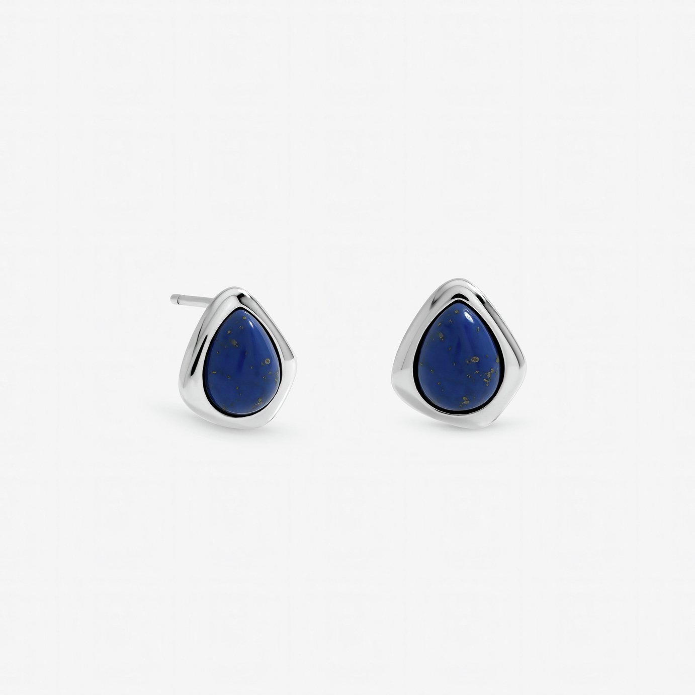Inicio Silver Plated Lapis Stud Earrings