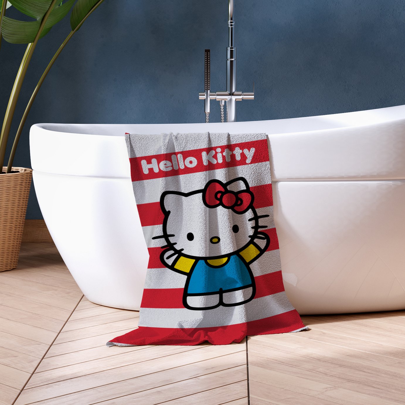 Hello Kitty Cotton Stripe Bath Towel - Red
