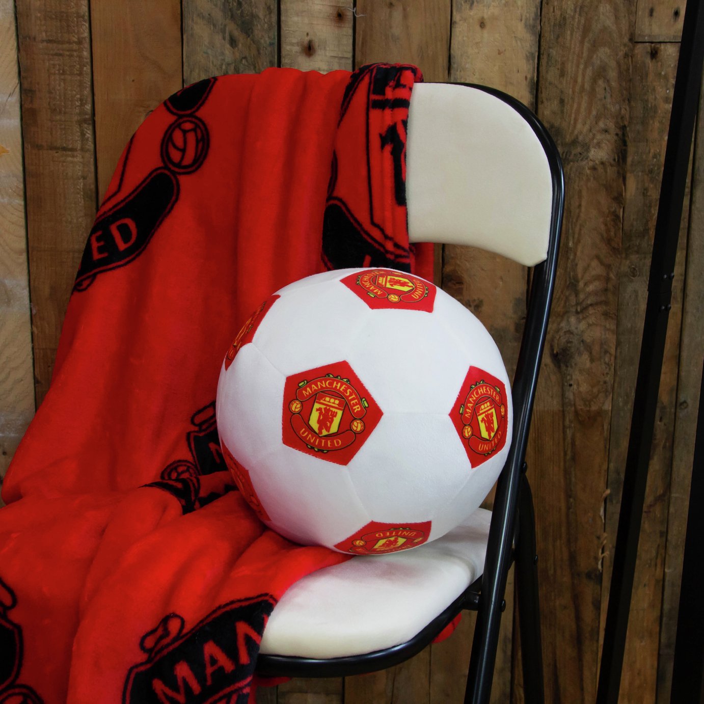 Manchester United Football Shaped Cushion - White - 25cm