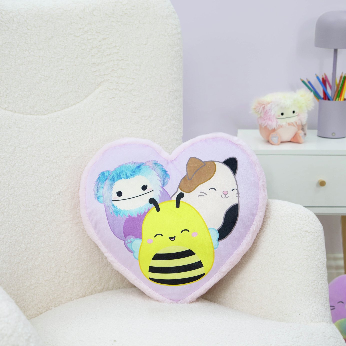 Squishmallows Heart Shaped Cushion - Lavender - 34x30cm