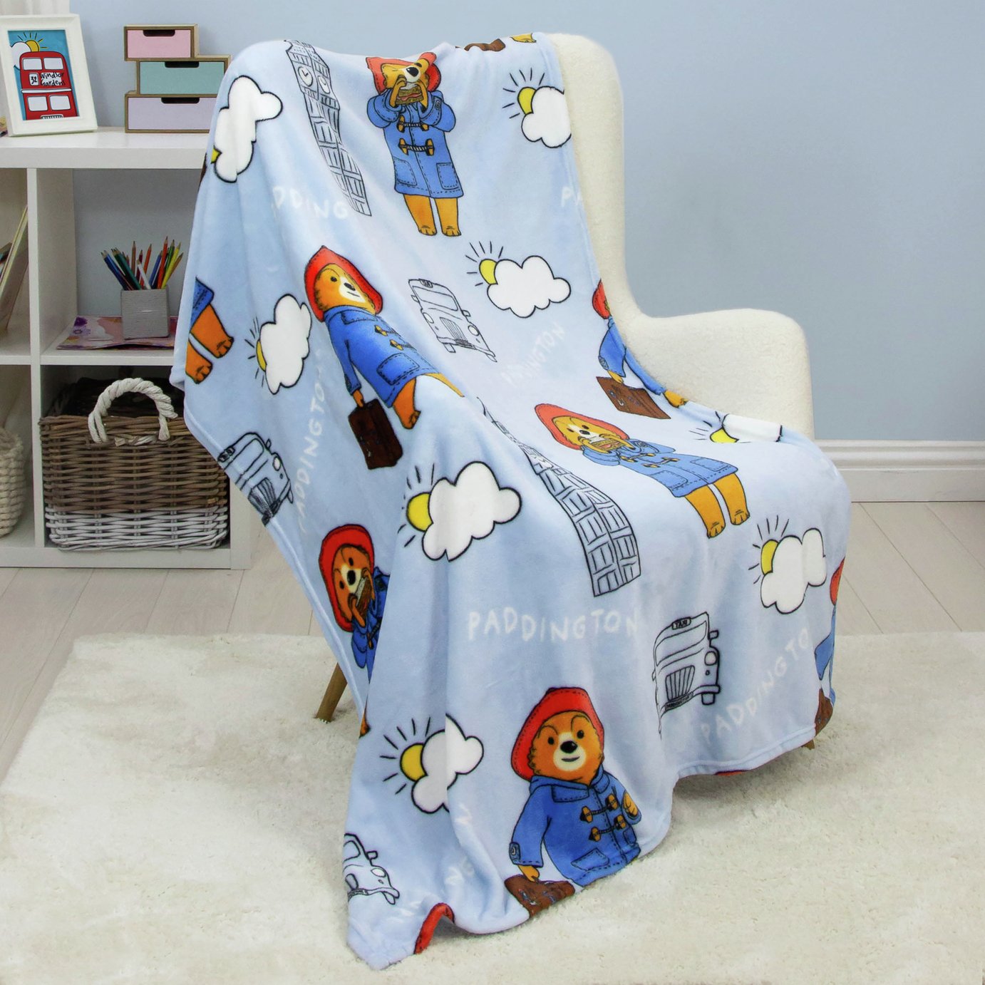 Paddington Bear Fleece Throw - Blue - 100x150cm