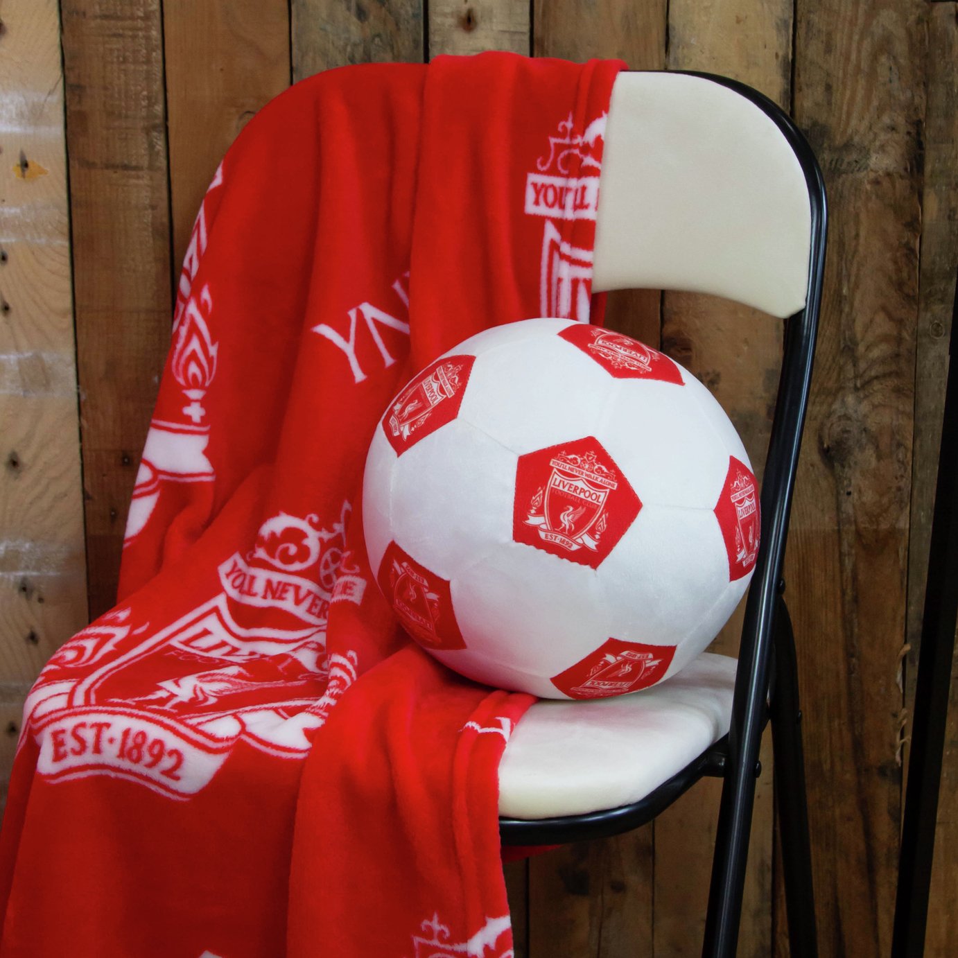 Liverpool FC Football Shaped Cushion - White - 25cm