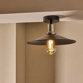 Habitat Pixie Cone Metal Flush to Ceiling Light - Black