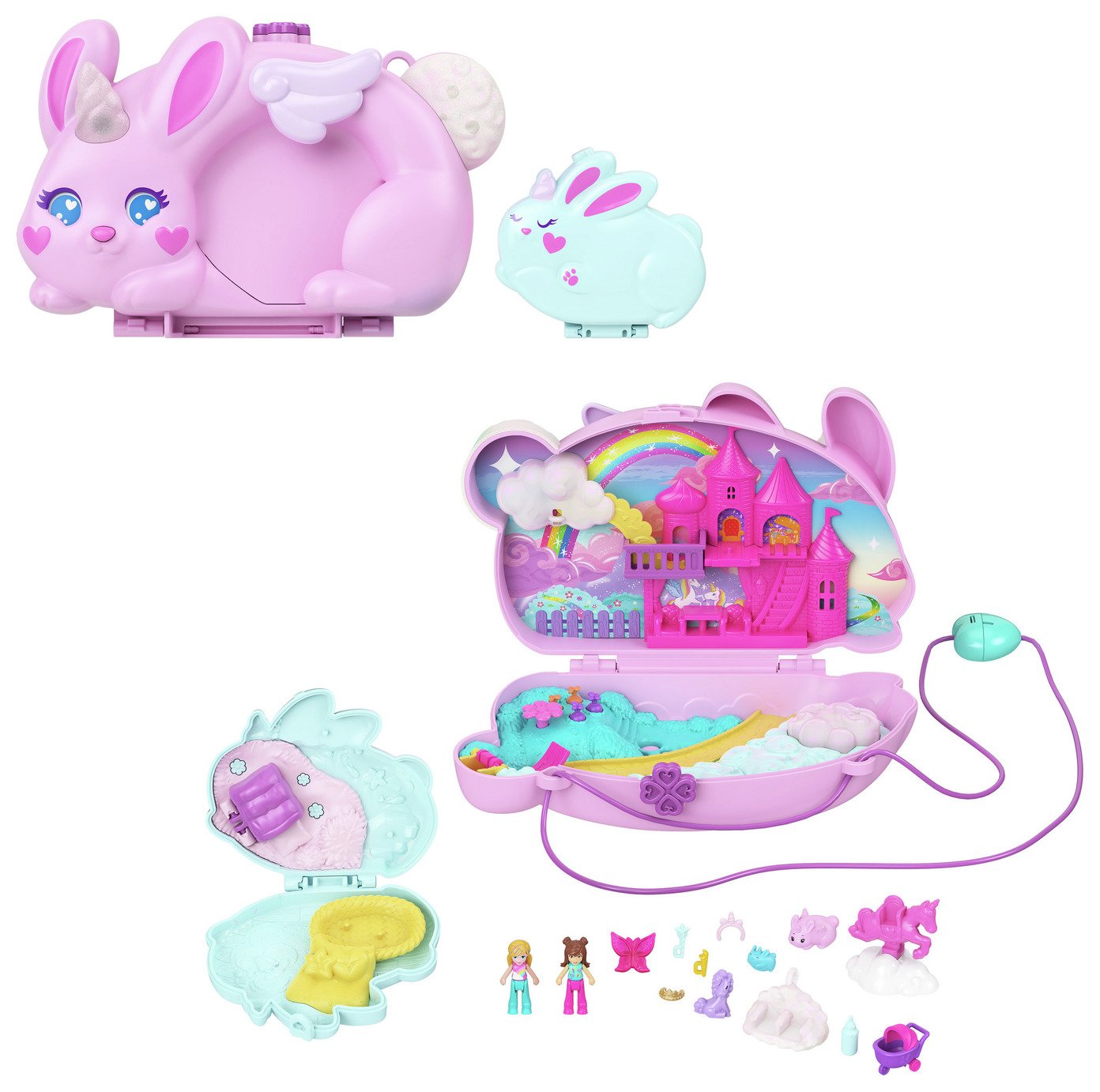 Polly Pocket 2-in-1 Bunny, Fun Wearable Purse Playset 