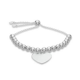 Sterling Silver Personalised Heart Beaded Bracelet