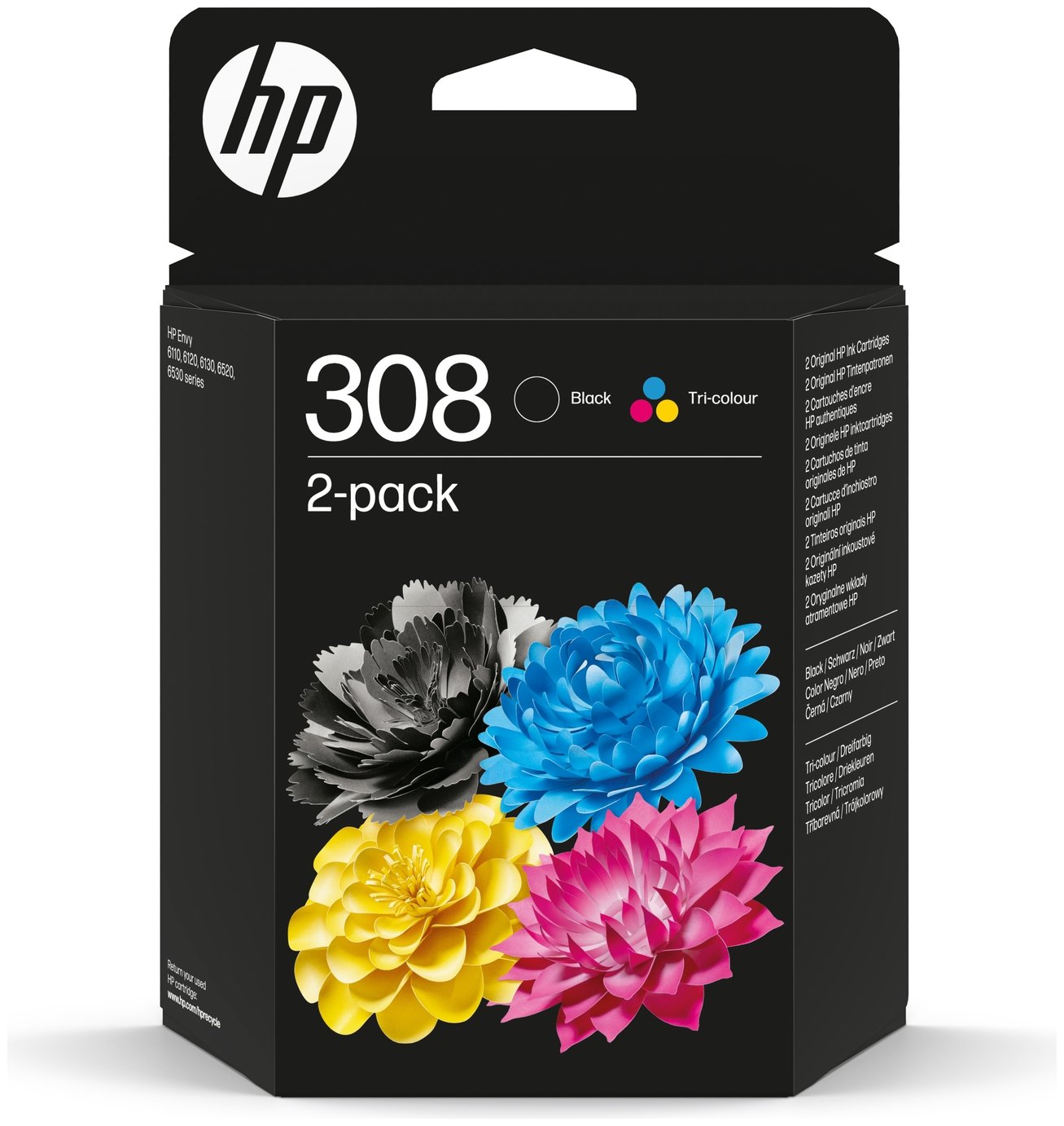 HP 308 Original Ink Cartridge Pack of 2 - Black & Tri-Colour