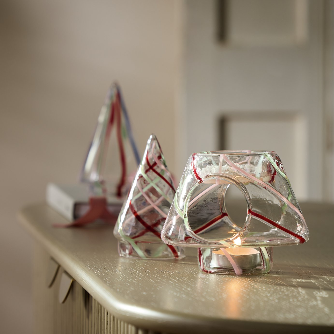 Habitat Striped Glass Christmas Tree Shaped Wax Melt Burner