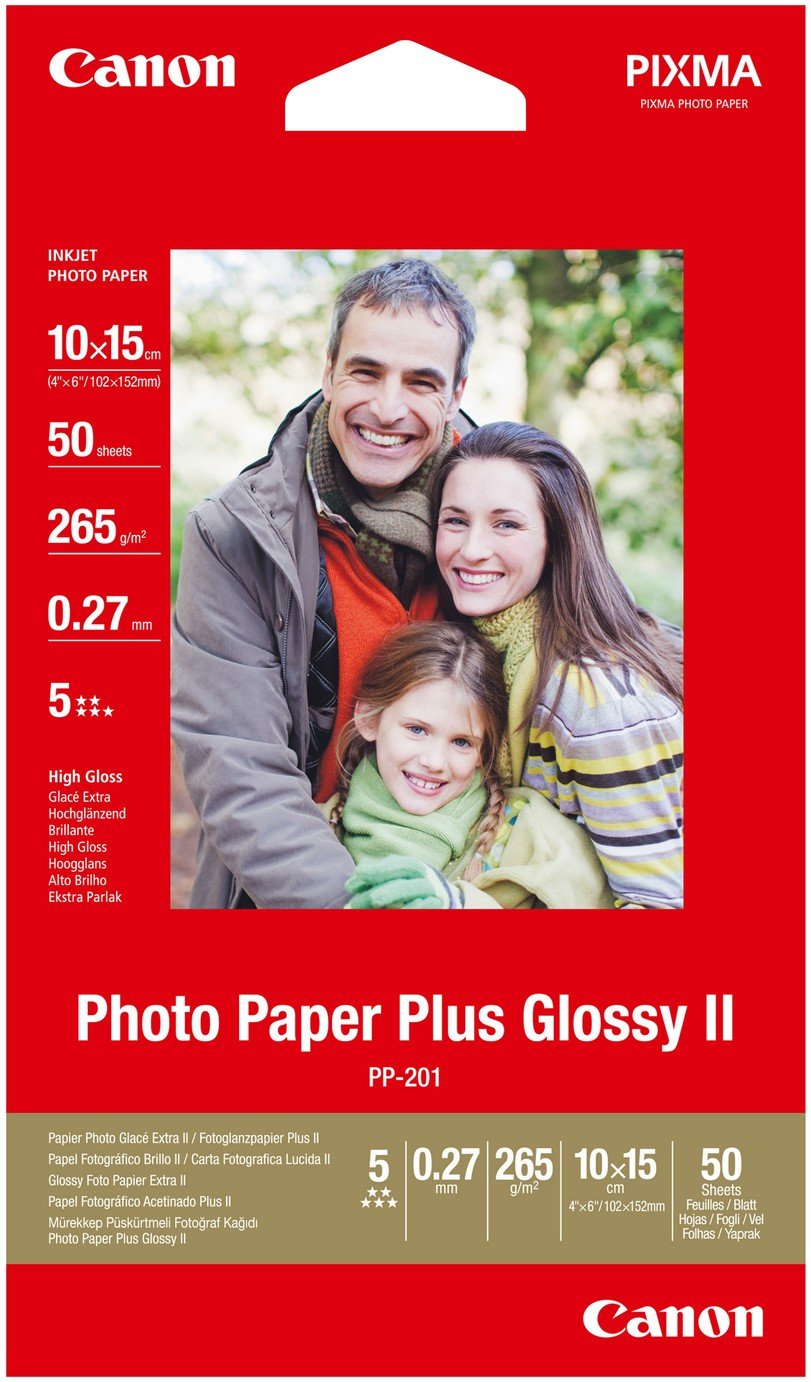 Canon PP-201 4x6 Glossy II Photo Paper Pack - 50 Sheets
