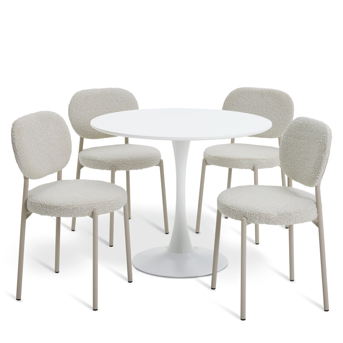 Habitat Tulip White Dining Table & 4 White Chairs