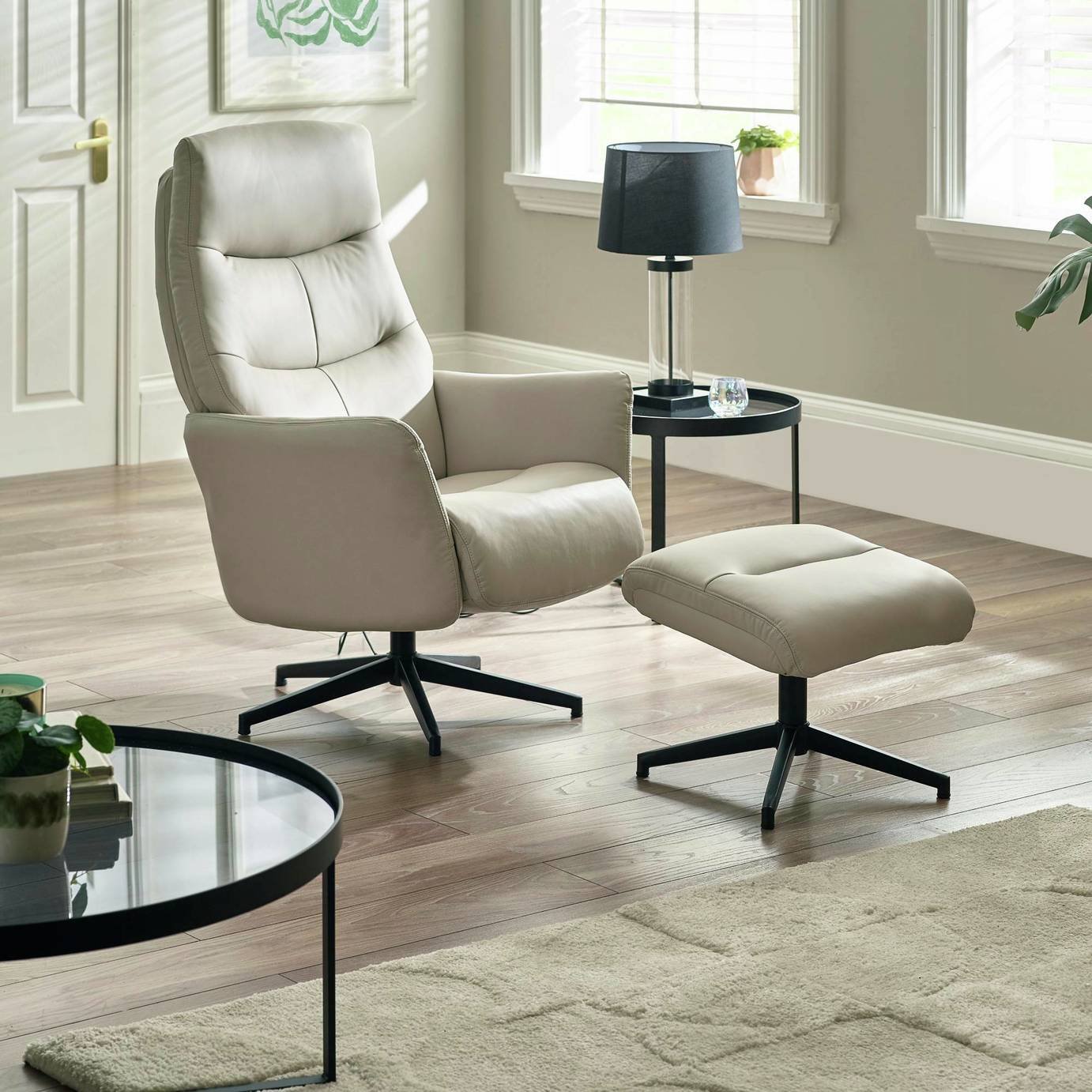 Julian Bowen Priya Manual Recliner Chair & Footstool - Grey