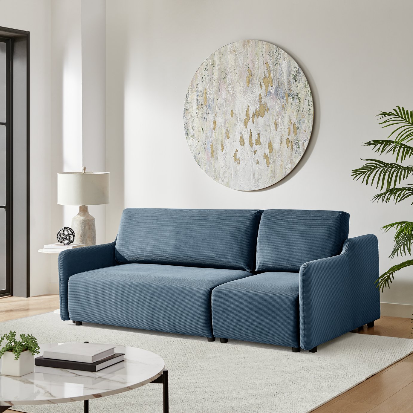 Habitat Stanley Fabric 3 Seater Sofa Bed - Navy