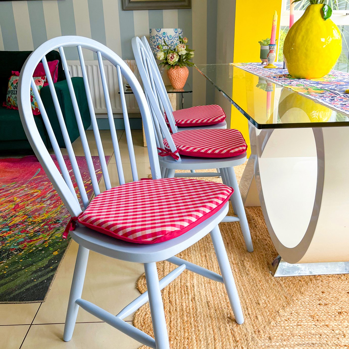 rucomfy Check Garden Chair Cushion - Pink