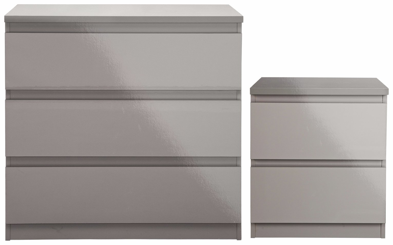 Argos Home Jenson Bedside & 3 Drawer Chest Set - Gloss Grey
