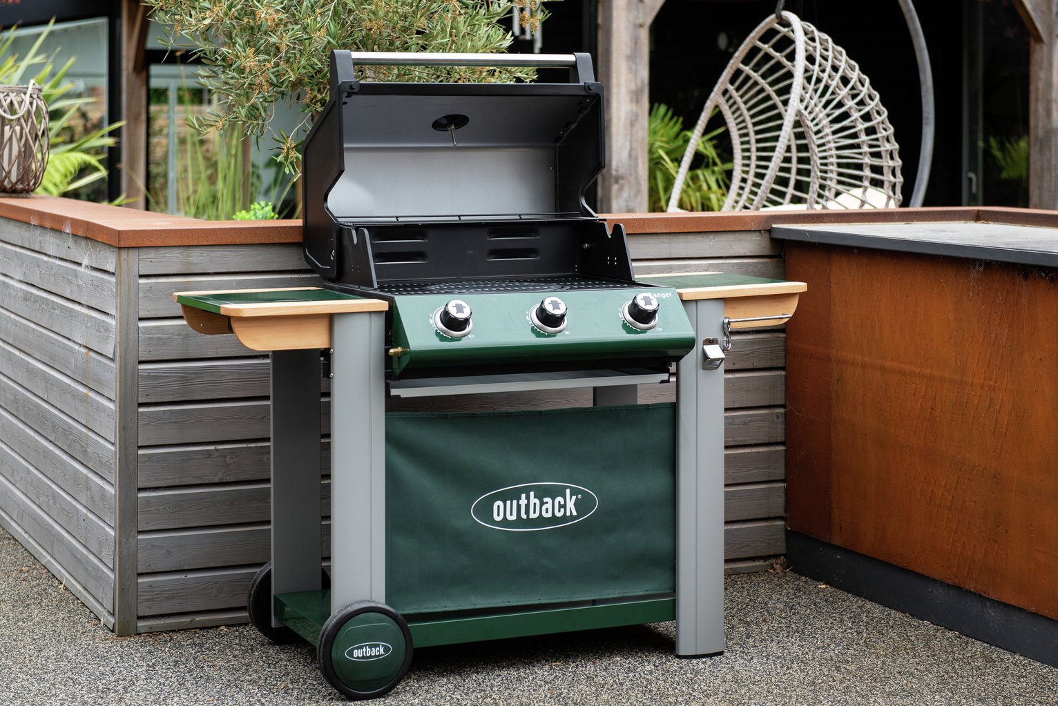 Outback Ranger 3 Burner Gas and Charcoal BBQ