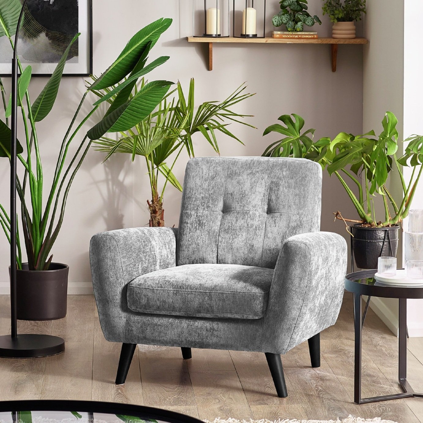 Julian Bowen Monza Velvet Armchair - Grey