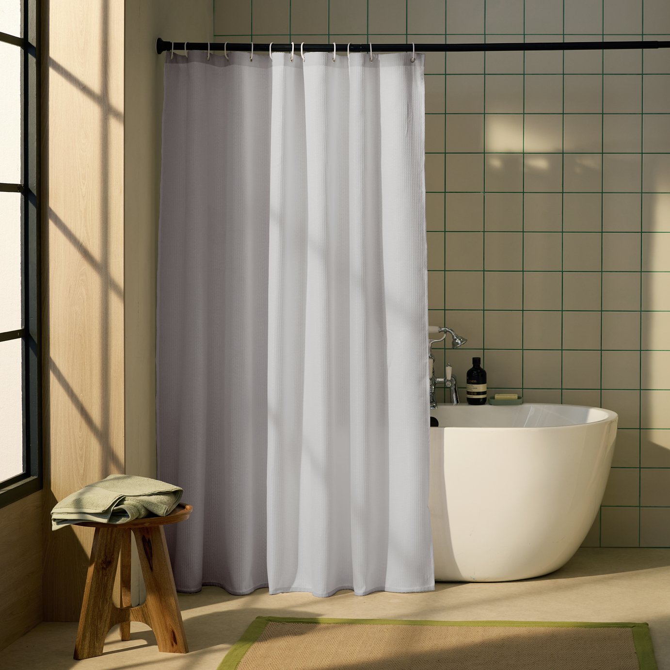 Home White Waffle Shower Curtain