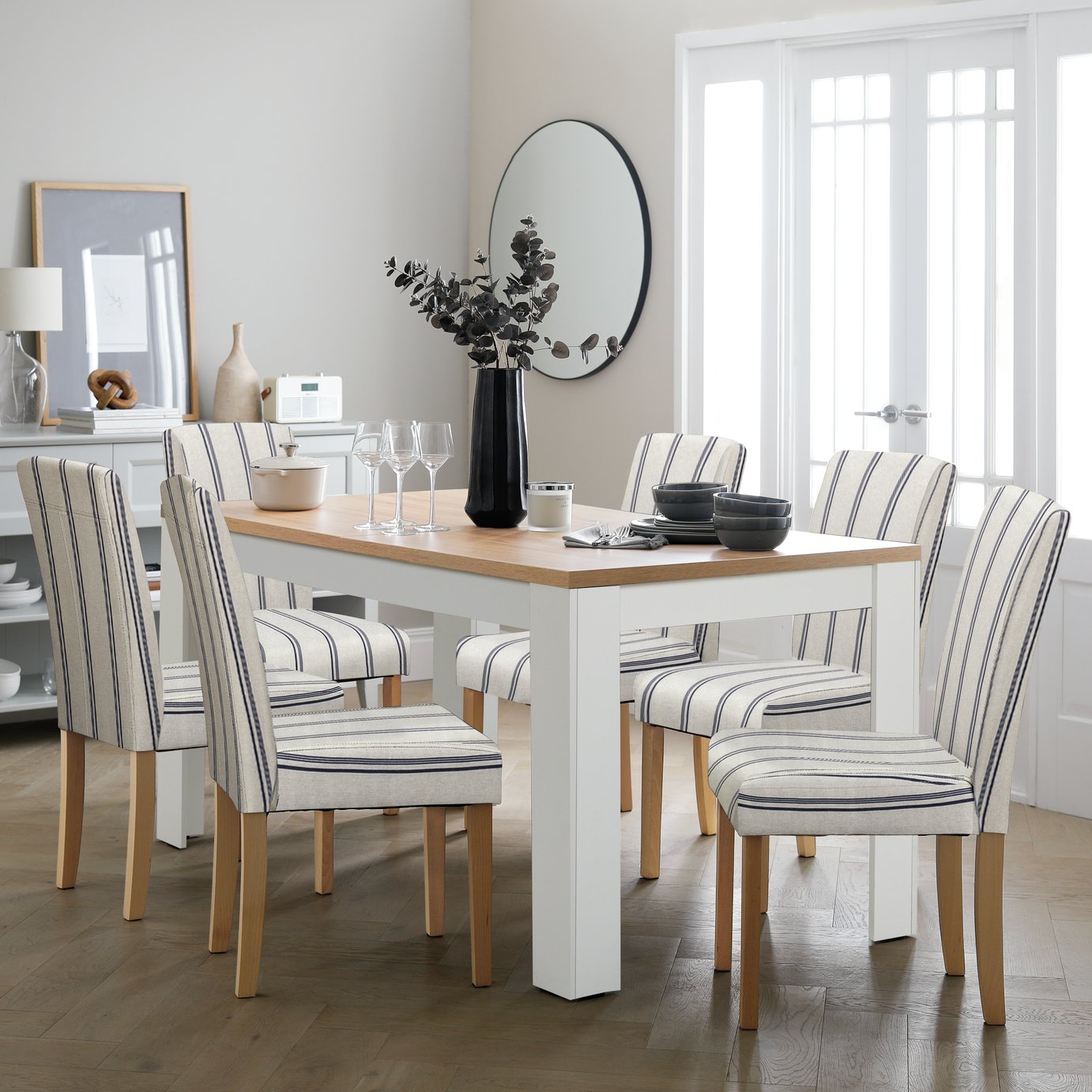 Argos Home Preston Extend Grey Dining Table & 6 White Chairs