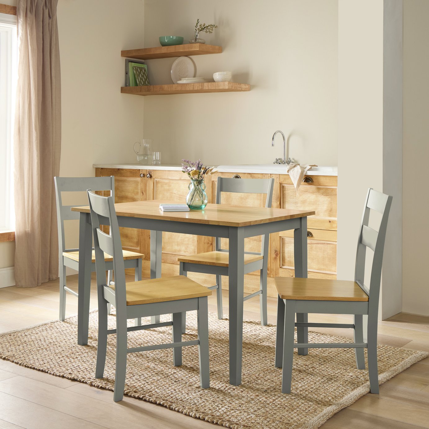 Argos Home Chicago Grey Dining Table & 4 Grey Chairs