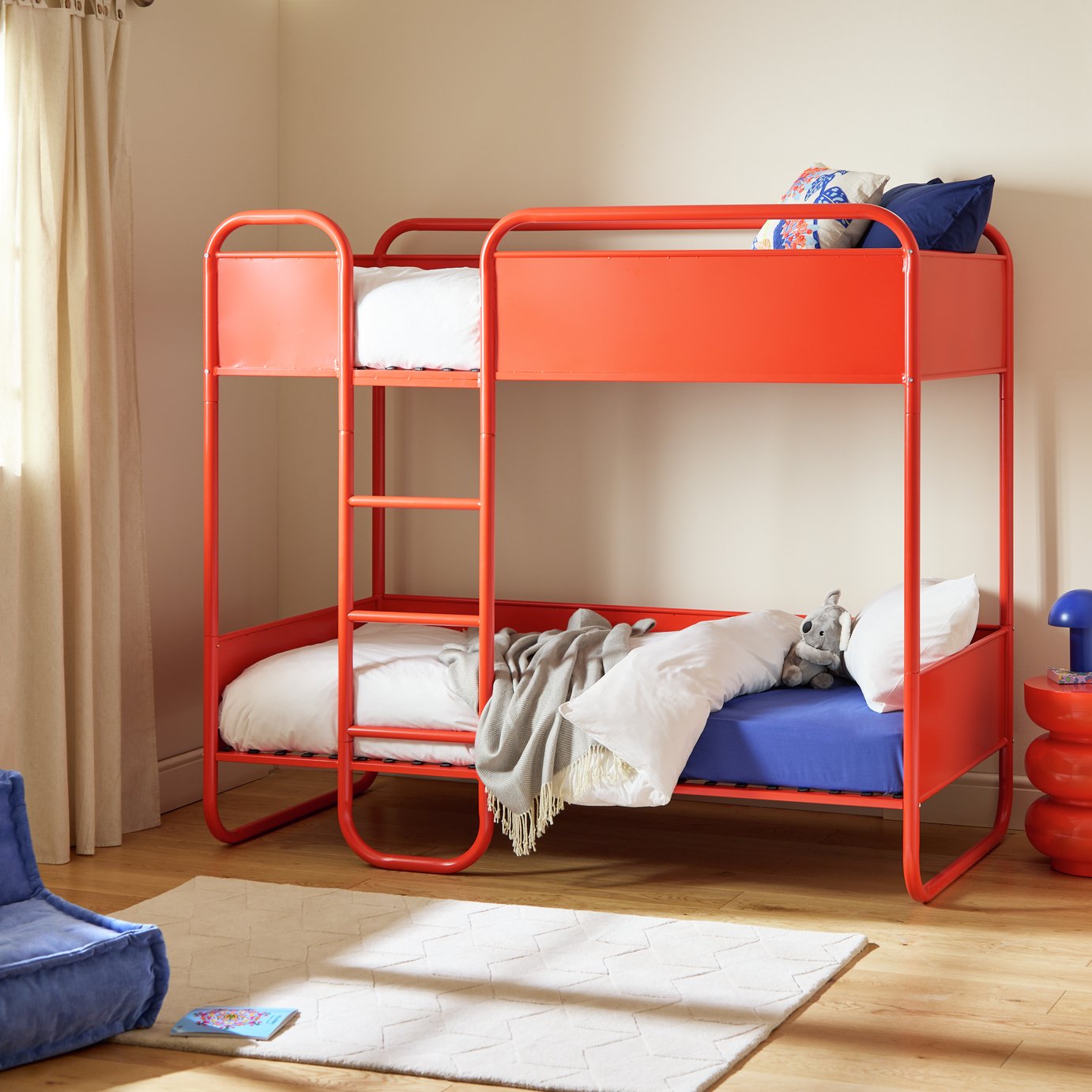 Habitat Rory Metal Single Bunk Bed with 2 Mattress - Red
