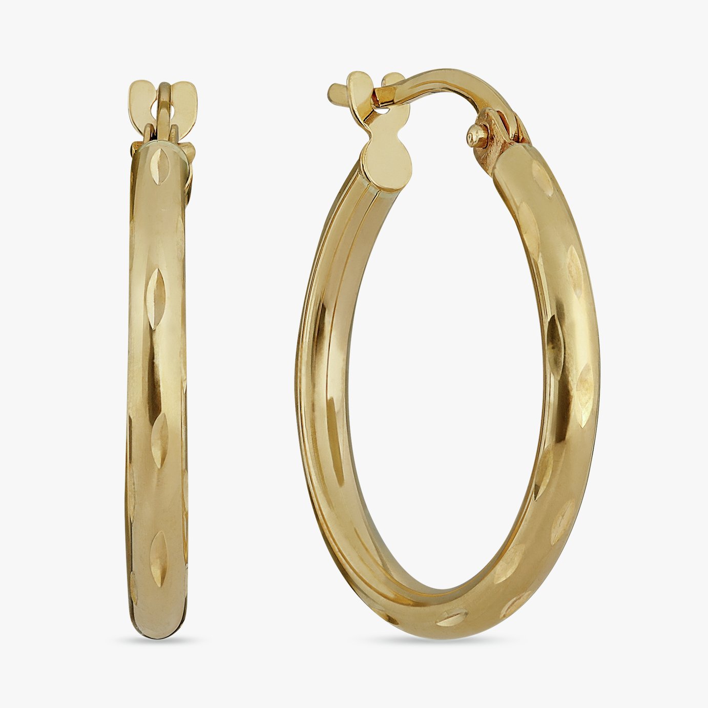 Revere 9ct Yellow Gold Textured Hoop Earrings