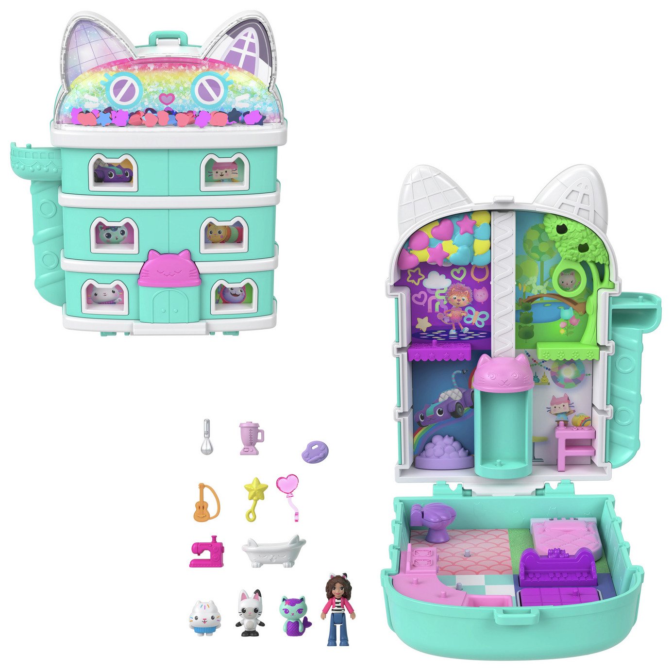 Polly Pocket & Gabby's Dollhouse Micro Dolls compact playset