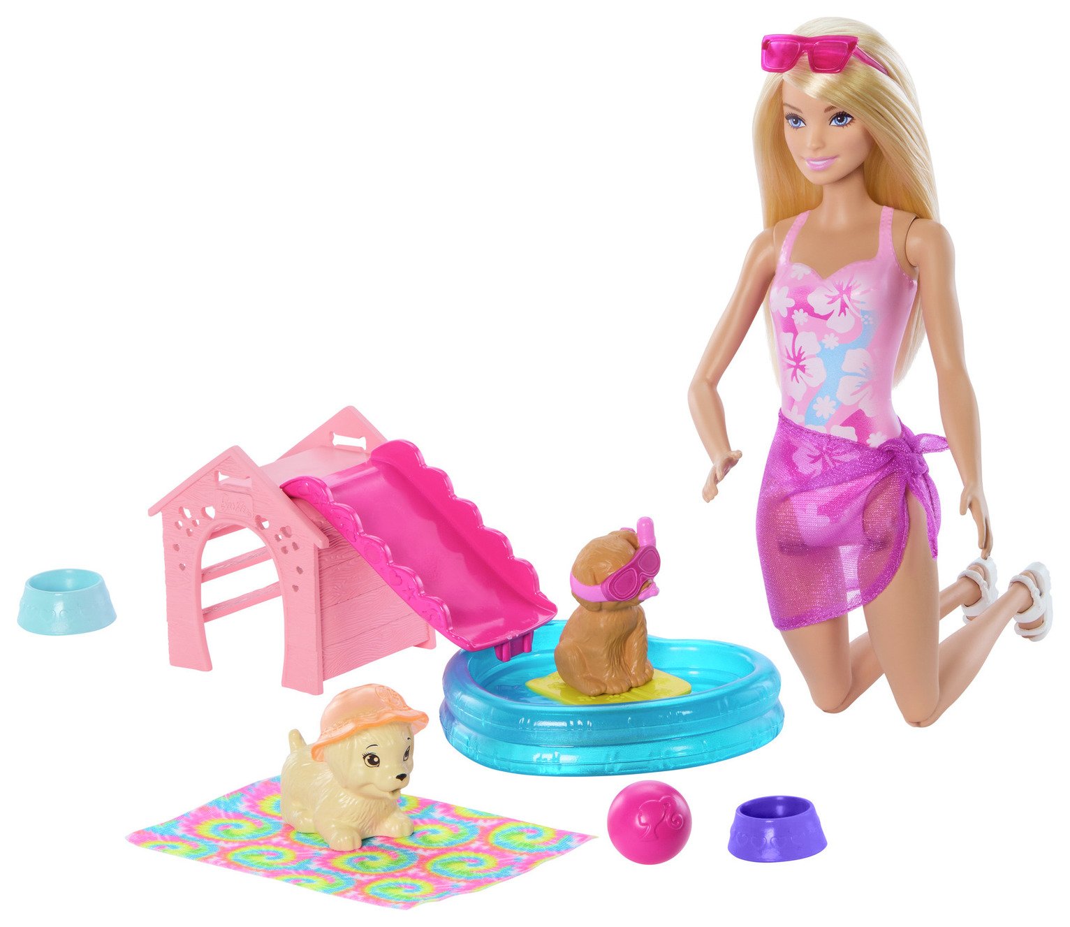 Barbie Puppy Pool Party Playset with Doll & Pet Accessories