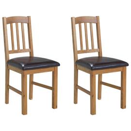 Argos Home Pair of Solid Oak Slatted Chairs - Oak