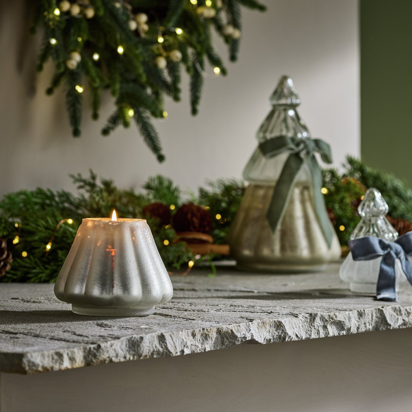 Habitat Tree Shaped Small Candle - Under the Mistletoe