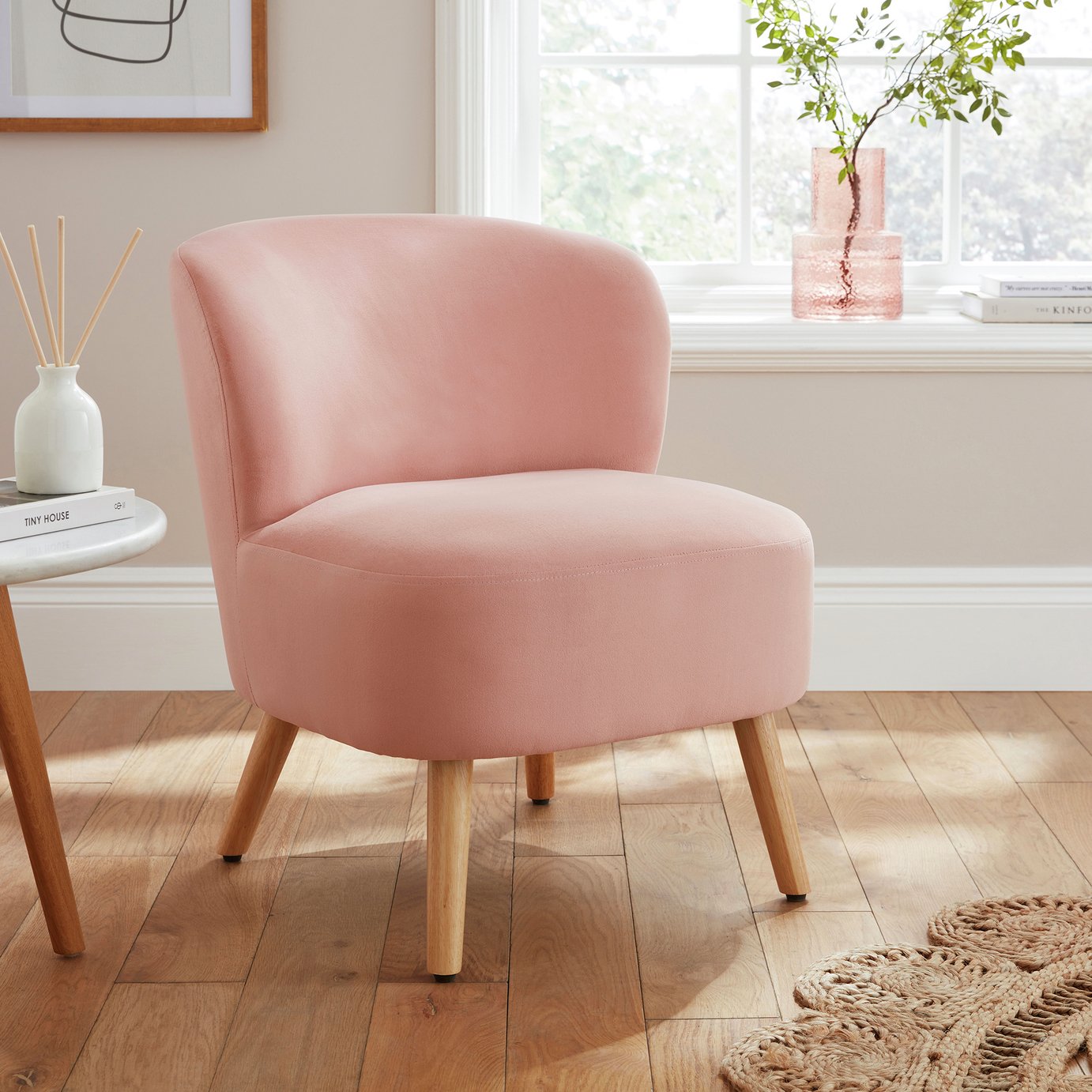 GFW Evie Velvet Chair - Blush Pink