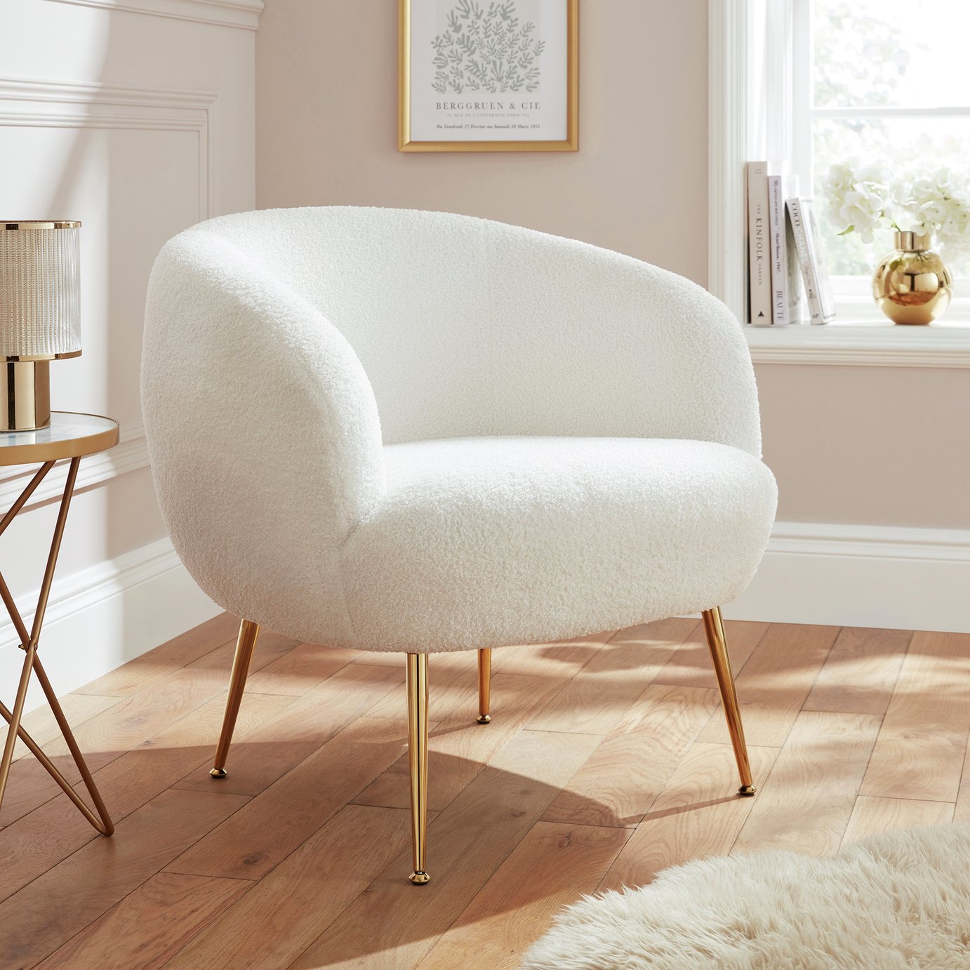 GFW Ada Boucle Teddy Accent Chair - Cream
