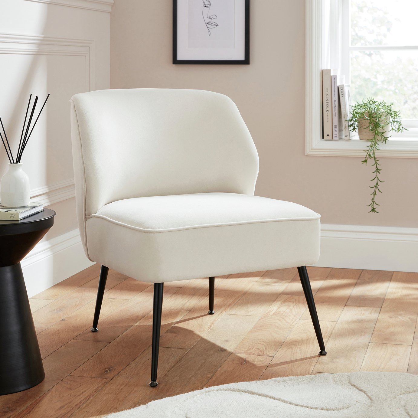 GFW Ava Velvet Accent Chair - Cream
