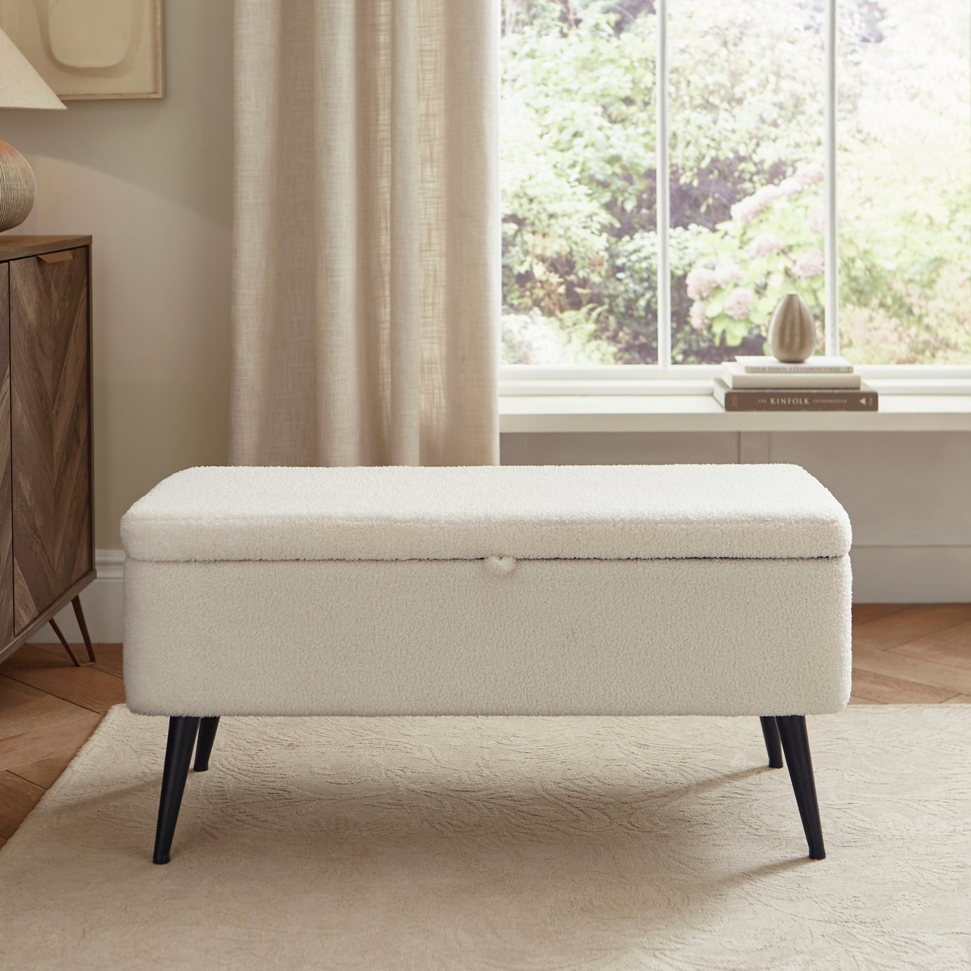 GFW Lola Boucle Storage Ottoman - Cream