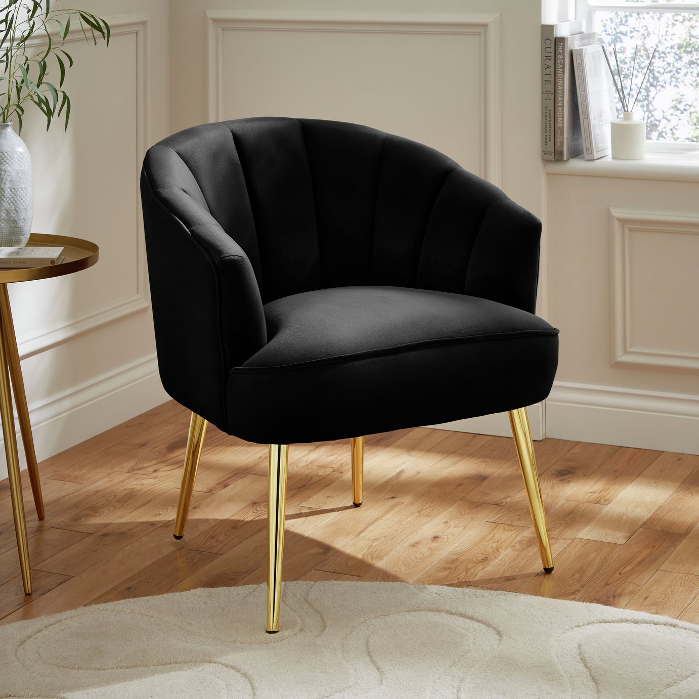 GFW Pettine Velvet Accent Chair - Black